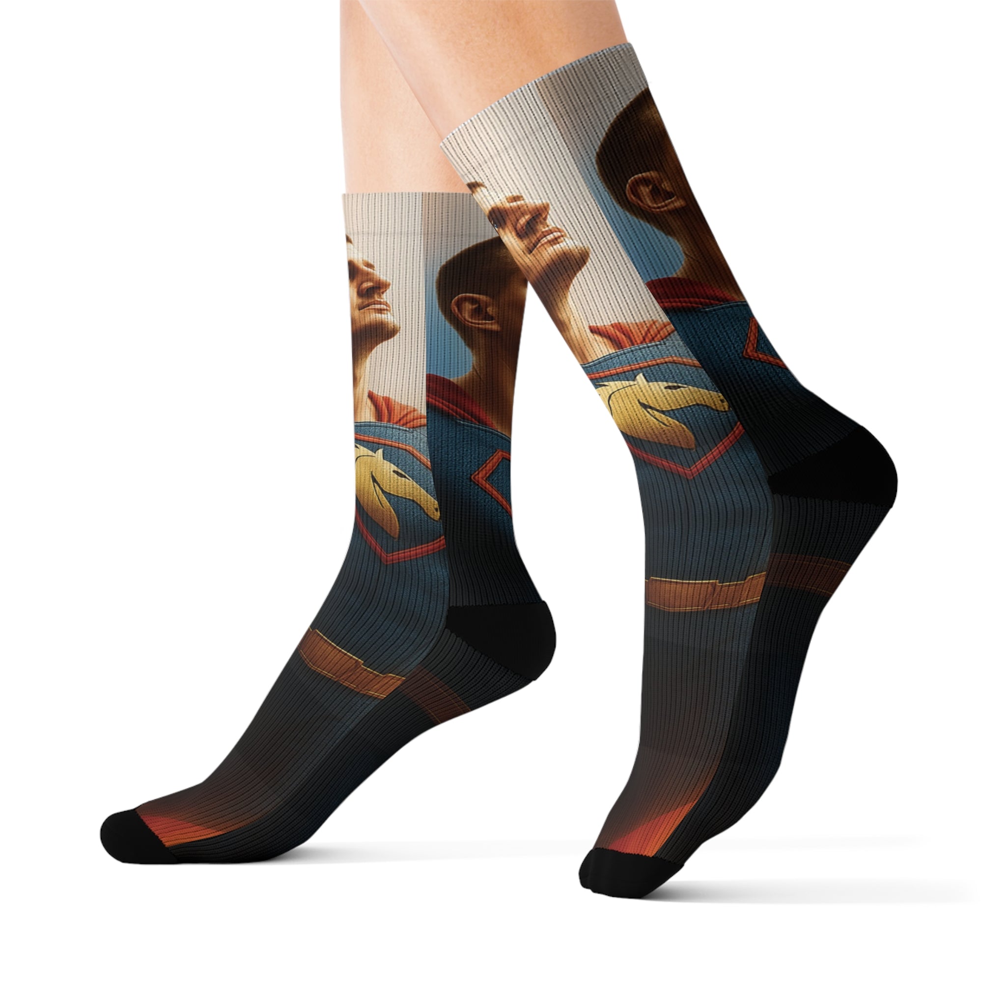 Superhero Sublimation Socks, Fun Gift for Comic Lovers, Unique Fashion, Cozy Everyday Wear, Perfect for Birthdays