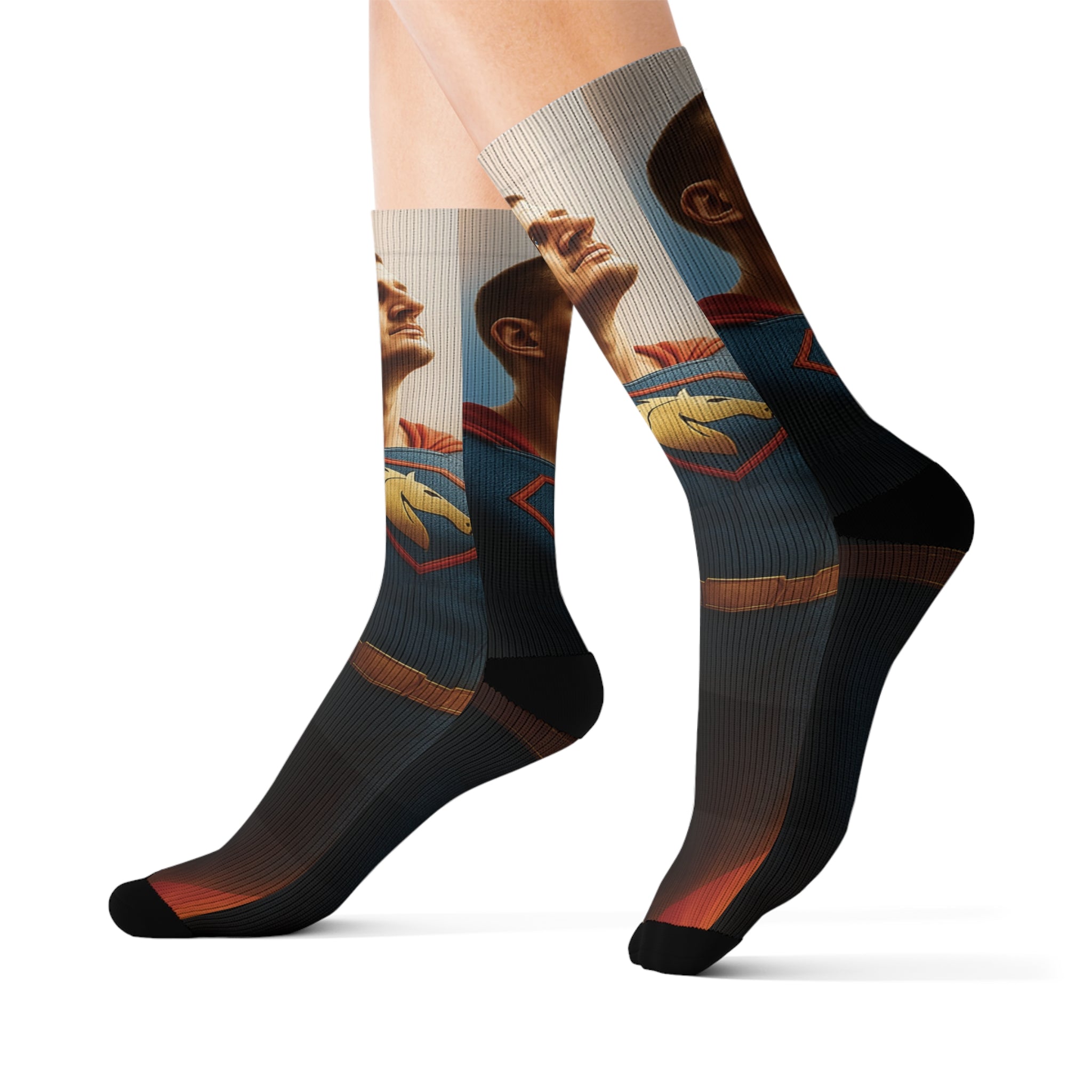 Superhero Sublimation Socks, Fun Gift for Comic Lovers, Unique Fashion, Cozy Everyday Wear, Perfect for Birthdays