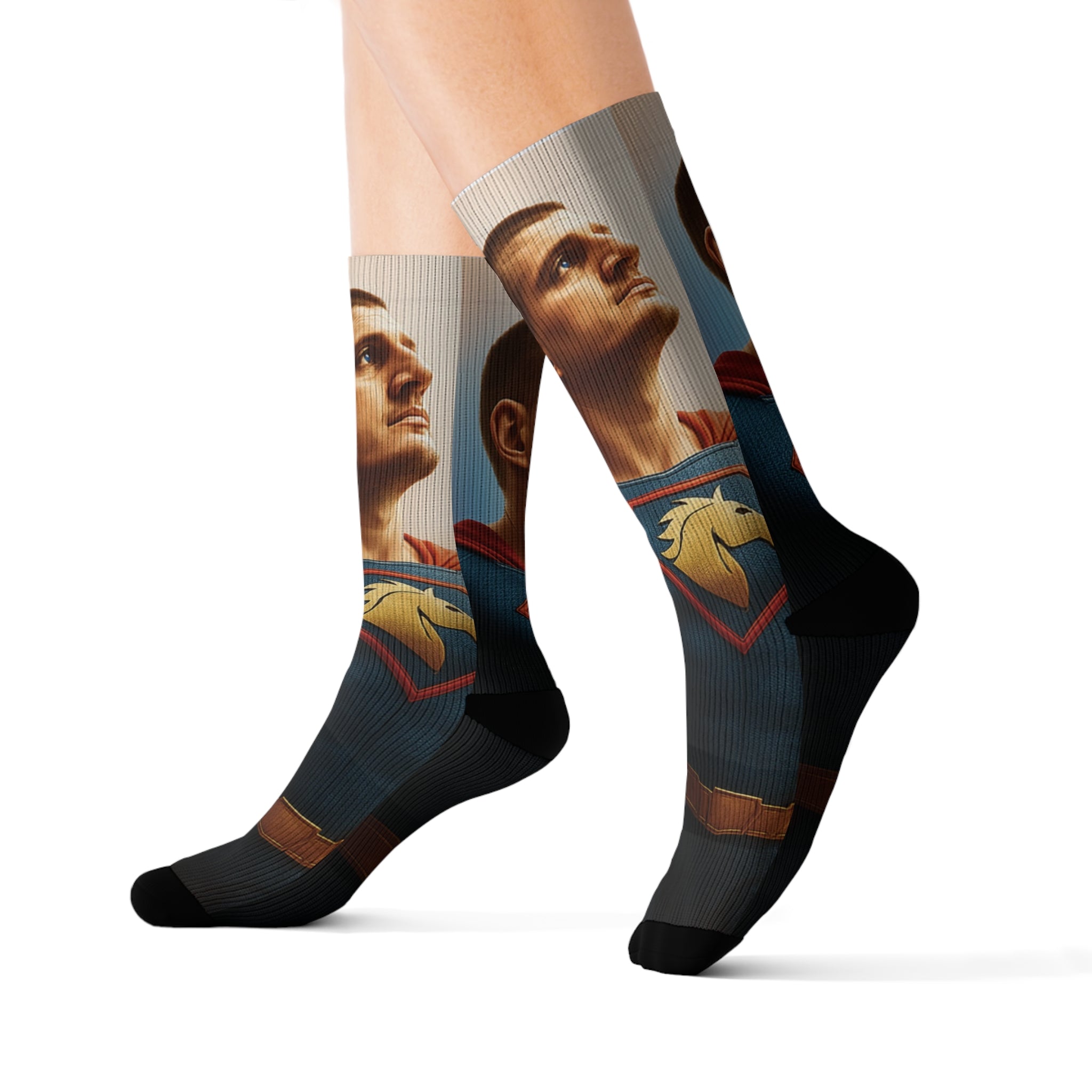 Superhero Sublimation Socks, Fun Gift for Comic Lovers, Unique Fashion, Cozy Everyday Wear, Perfect for Birthdays